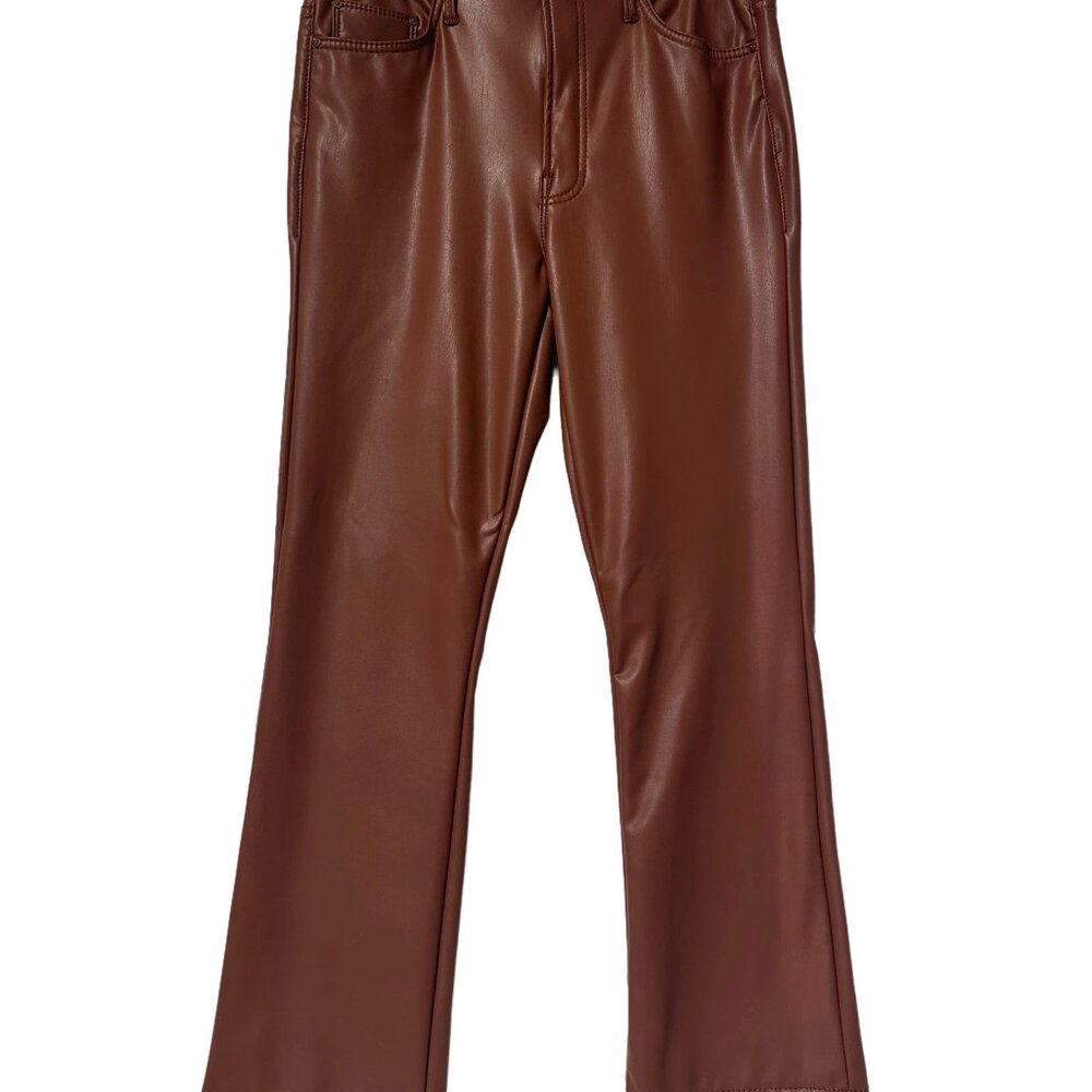 MOTHER Brown Vegan Leather Pants